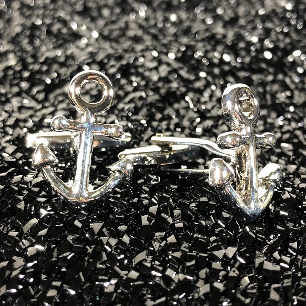 Anchors Cufflinks Rockabilly Sailor Nautical silver-tone